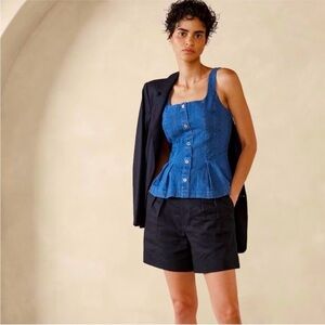 NWT Banana Republic Denim Button Bustier Top Peplum Size 0